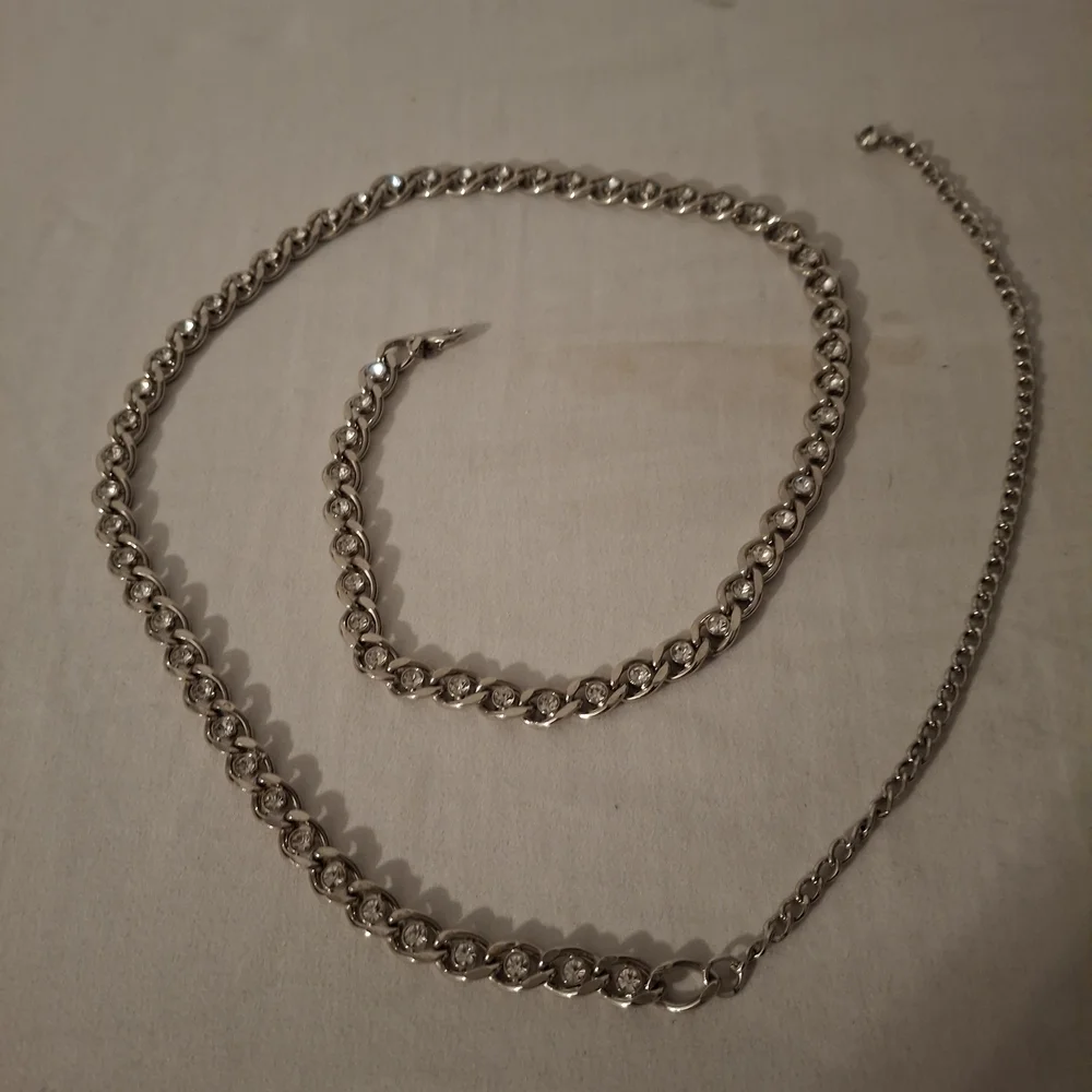 Silver Color Girl's Chain And Rhinestone Belt